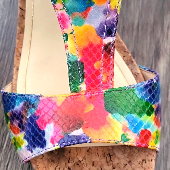 Alex Marie tie dye print wedge sandal with back zipper and adjustable buckle - Picture 10 of 12